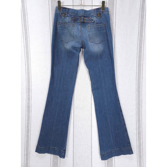 MARC JACOBS Jeans Y2K Wide Leg Flared Denim 29x33 Womens 4 Distressed - Picture 2 of 15